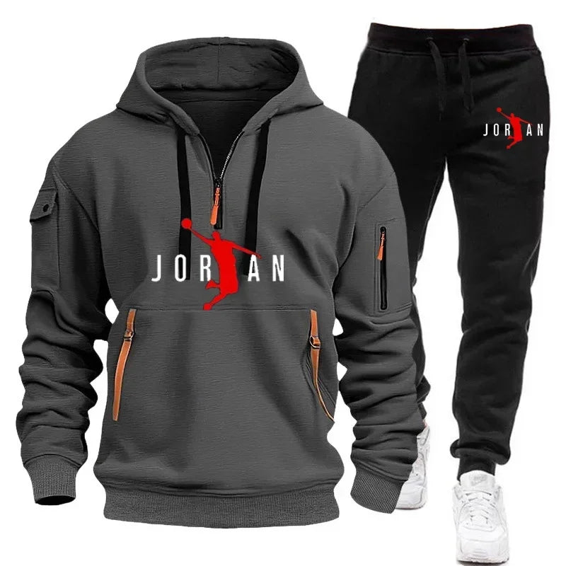 Trendy Men's Hoodie + Joggers Tracksuit Sportswear