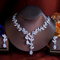 Water Drop Zirconia Leaf Bridal Jewelry Set White Bazaare Mart Water Drop Zirconia Leaf Bridal Jewelry Set