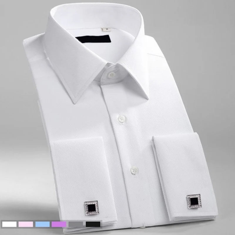 Classic Winged Collar French Cuff Dress Shirt