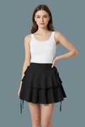 Cute Layered Side Lace Up Mini Skirt Black Bazaare Mart Mini Skirt
