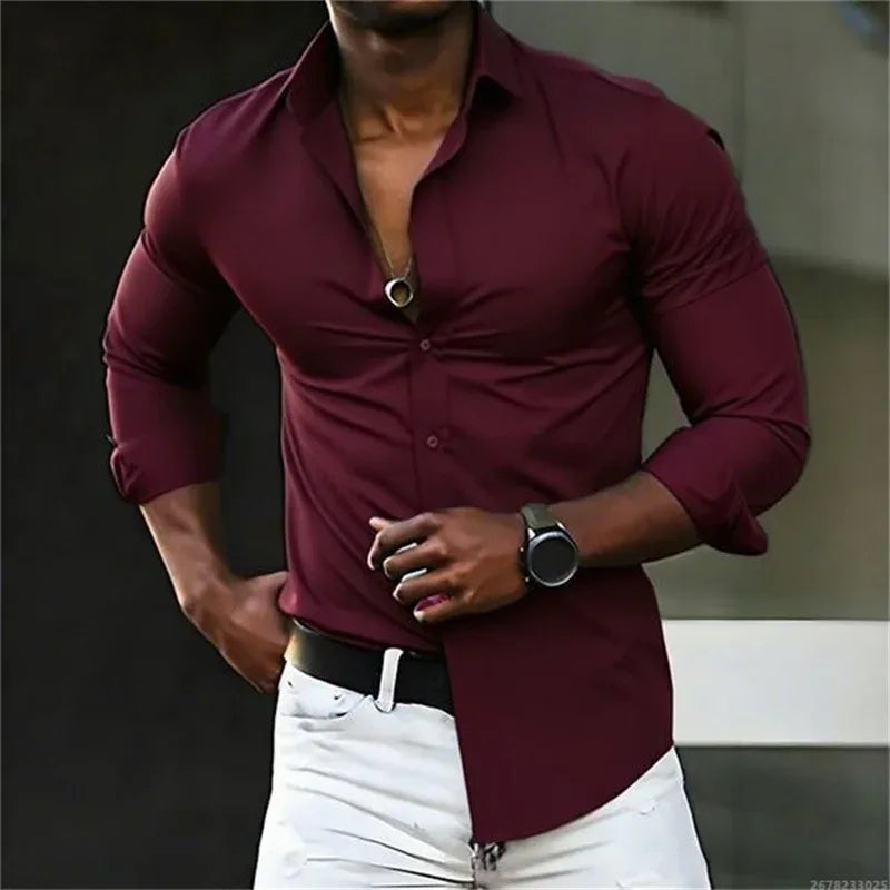 Solid Color Long Sleeve Shirt WSX0951 Bazaare Mart Long Sleeve Button Up Shirt