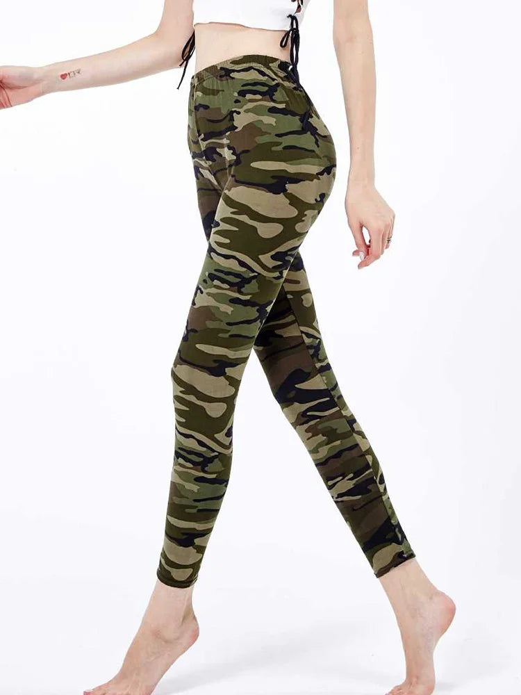 Women's Printed Leggings – Stretch Ankle-Length Fashion Leggings with Unique Pattern Designs PD109Camo 6 Bazaare Mart Leggings