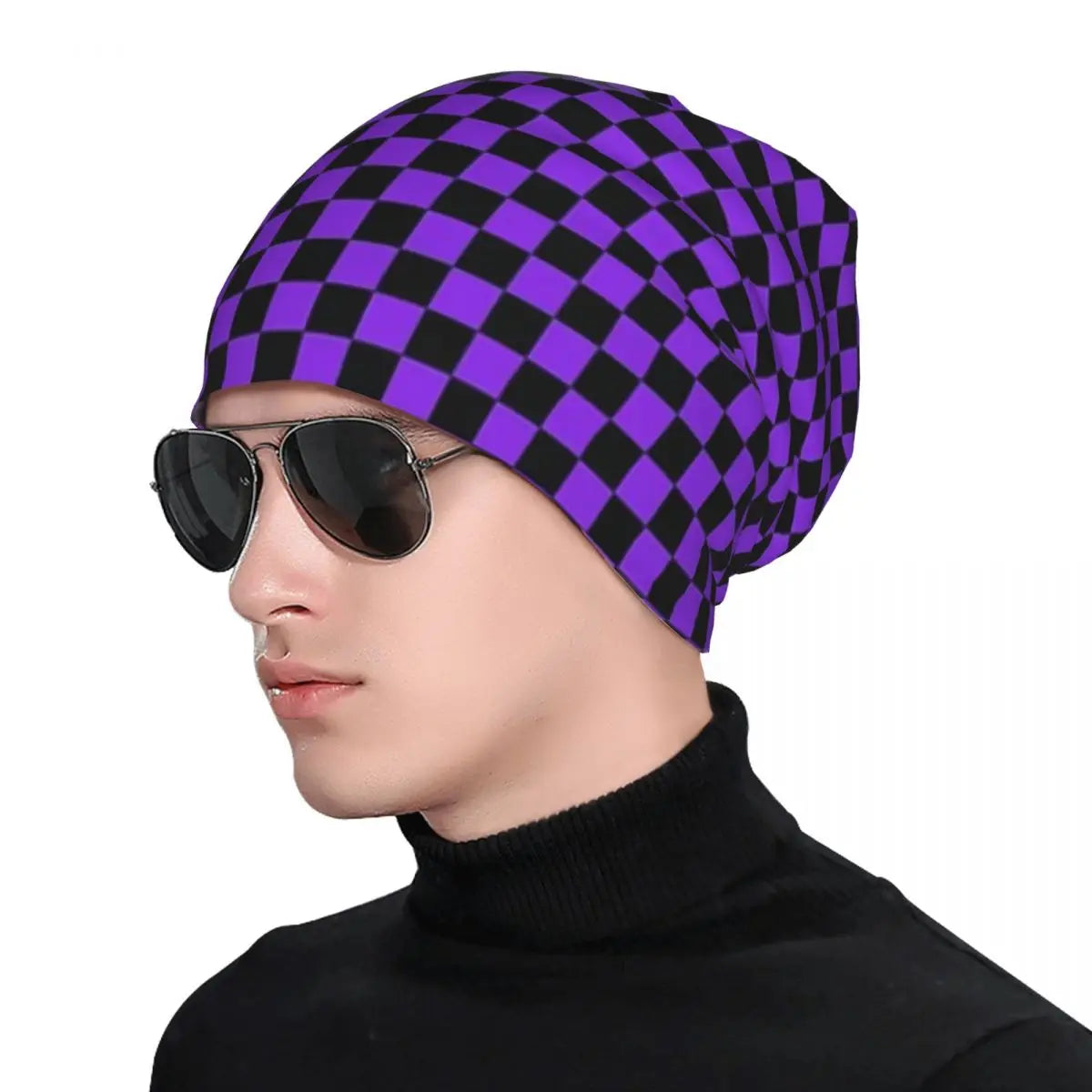 Proton Purple And Black Checker Knitted Hat
