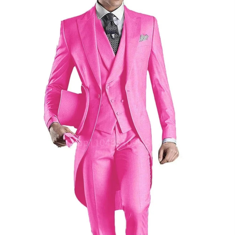 Long Tail 3pc Wedding Tuxedo Suit