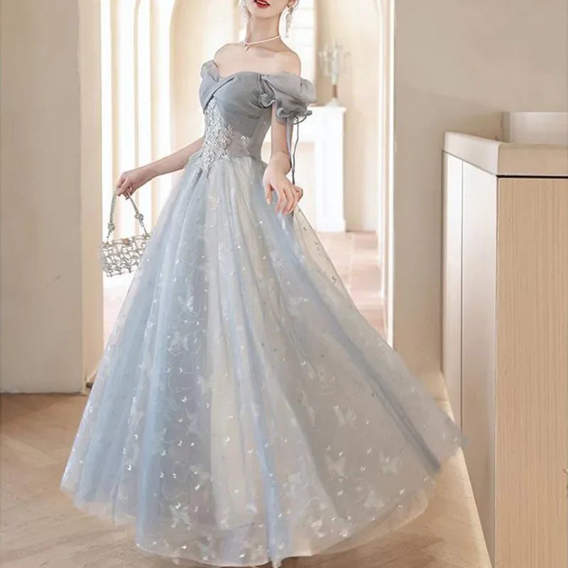 Elegant Sky Blue Princess Wedding & Formal Gown | Lace-Up A-Line Evening Dress Bazaare Mart Wedding Gown