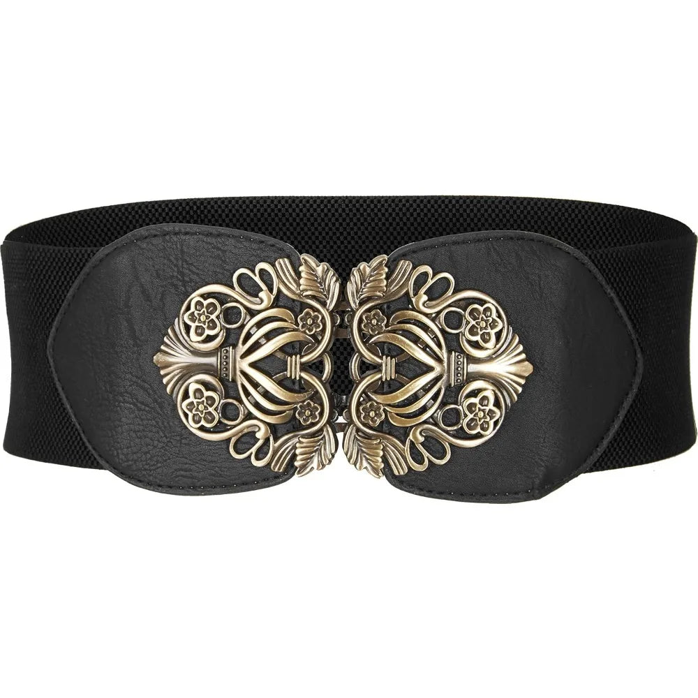 Black Butterfly 3 Inch Wide Elastic Vintage Belt Bazaare Mart Wide Belt