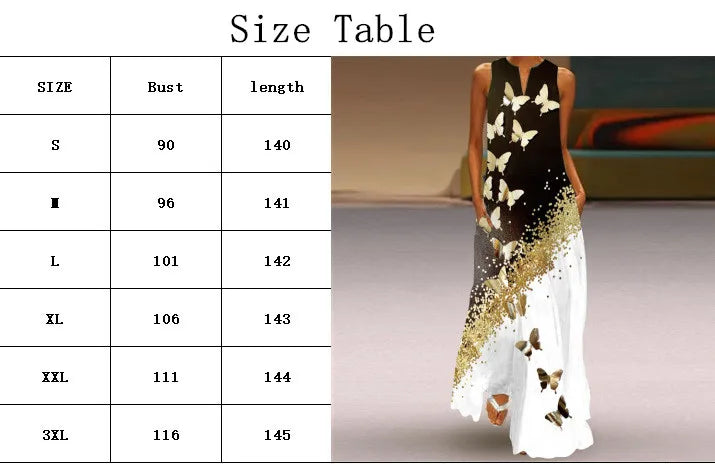 Summer Outdoor Street Fashion Women's Long Dress New Abstract Art Print Dress Sleeveless Vest V-Neck Fashion Women's Party Dress Bazaare Mart