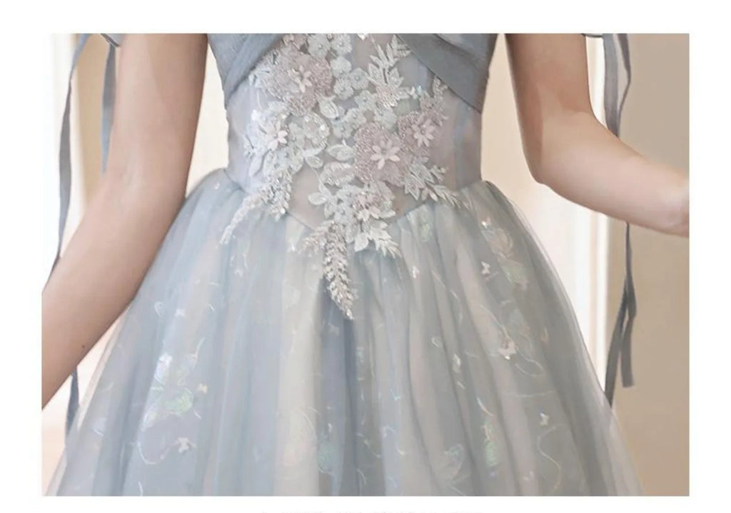 Elegant Sky Blue Princess Wedding & Formal Gown | Lace-Up A-Line Evening Dress Bazaare Mart Wedding Gown