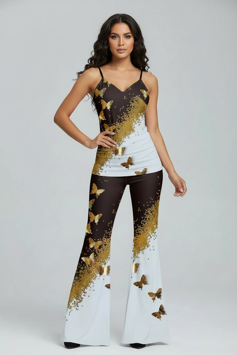 PLstar Cosmos 2023 new 3D printing women's literary rainbow butterfly vest + wide-leg pants two-piece set H1 9 Bazaare Mart