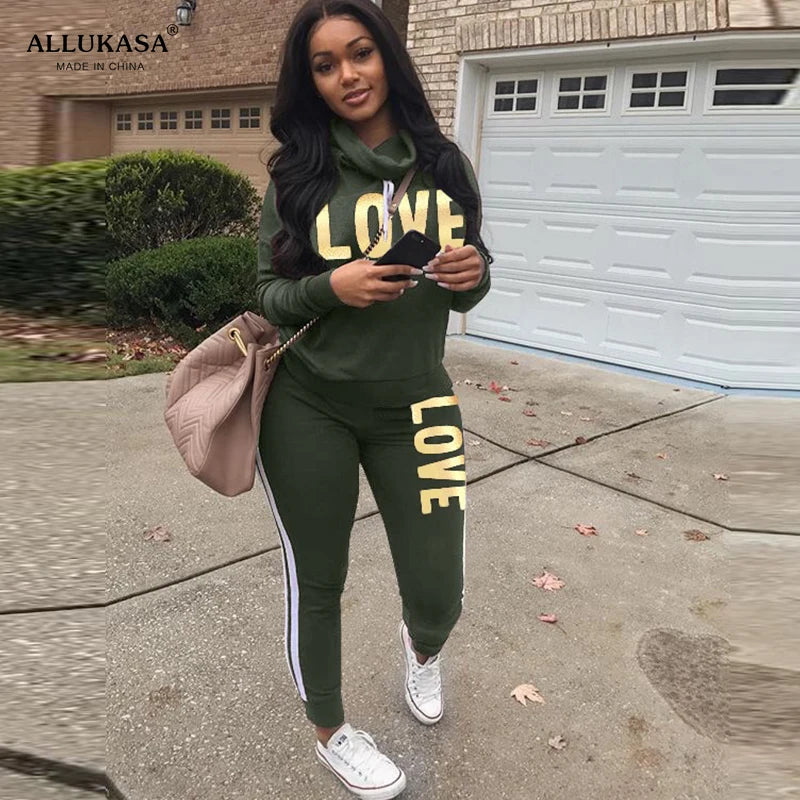 Women LOVE Hoodie Tracksuit