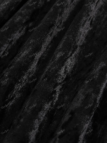 Black Velvet Red Paisley Lace Trim Long Flare Sleeve Top Bazaare Mart Red & Black Gothic Blouse