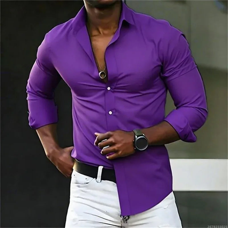 Solid Color Long Sleeve Shirt WSX0954 Bazaare Mart Long Sleeve Button Up Shirt