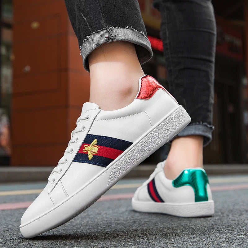 Tri Stripe Gold Bee Designer Style Sneakers
