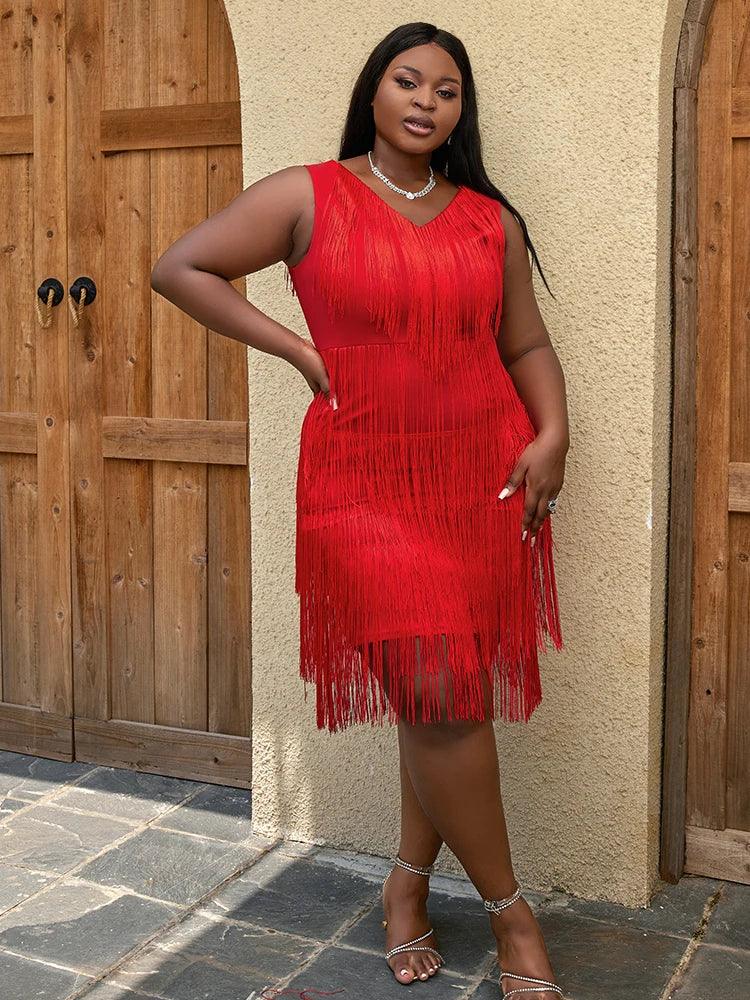 Retro Sleeveless Midi Tassel Dresses Bazaare Mart Midi Tassel Dress