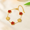Stainless Steel Clover Bracelets red-gold-tow-C 16.5cm Bazaare Mart Adjustable Stainless Steel Clover Bracelets