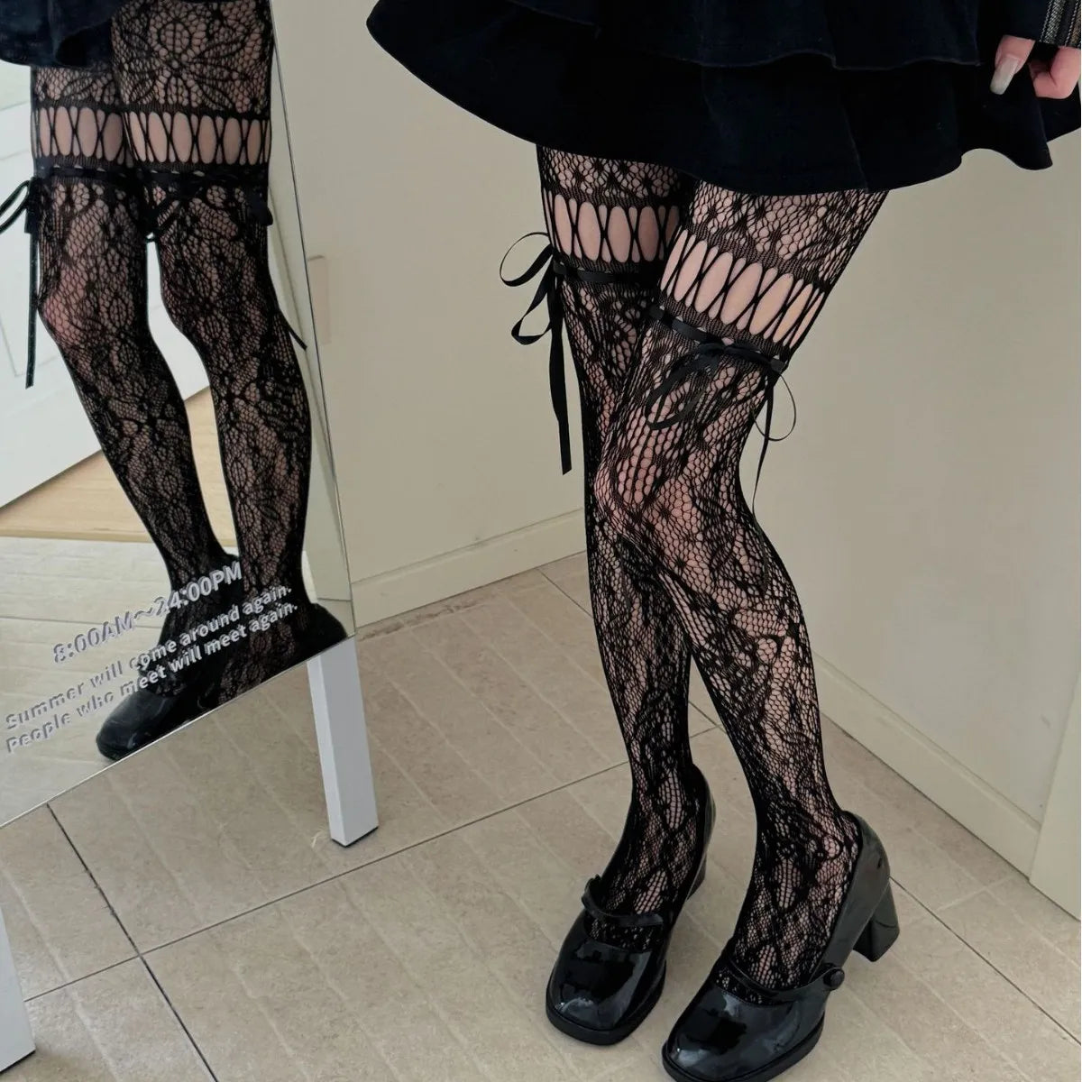 Lace Bow Tie Stockings Bazaare Mart Lace Stockings