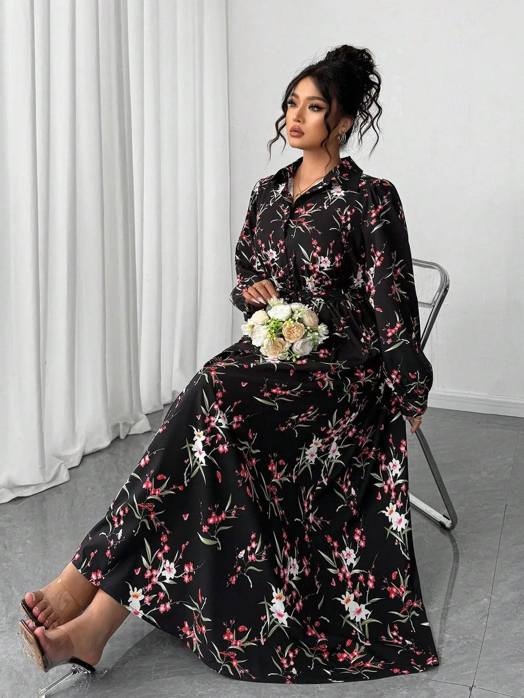 【Plus Size】 All Over Print Dress, Casual Short Dress for Summer, Women's Plus Clothing for Daily Wear Bazaare Mart