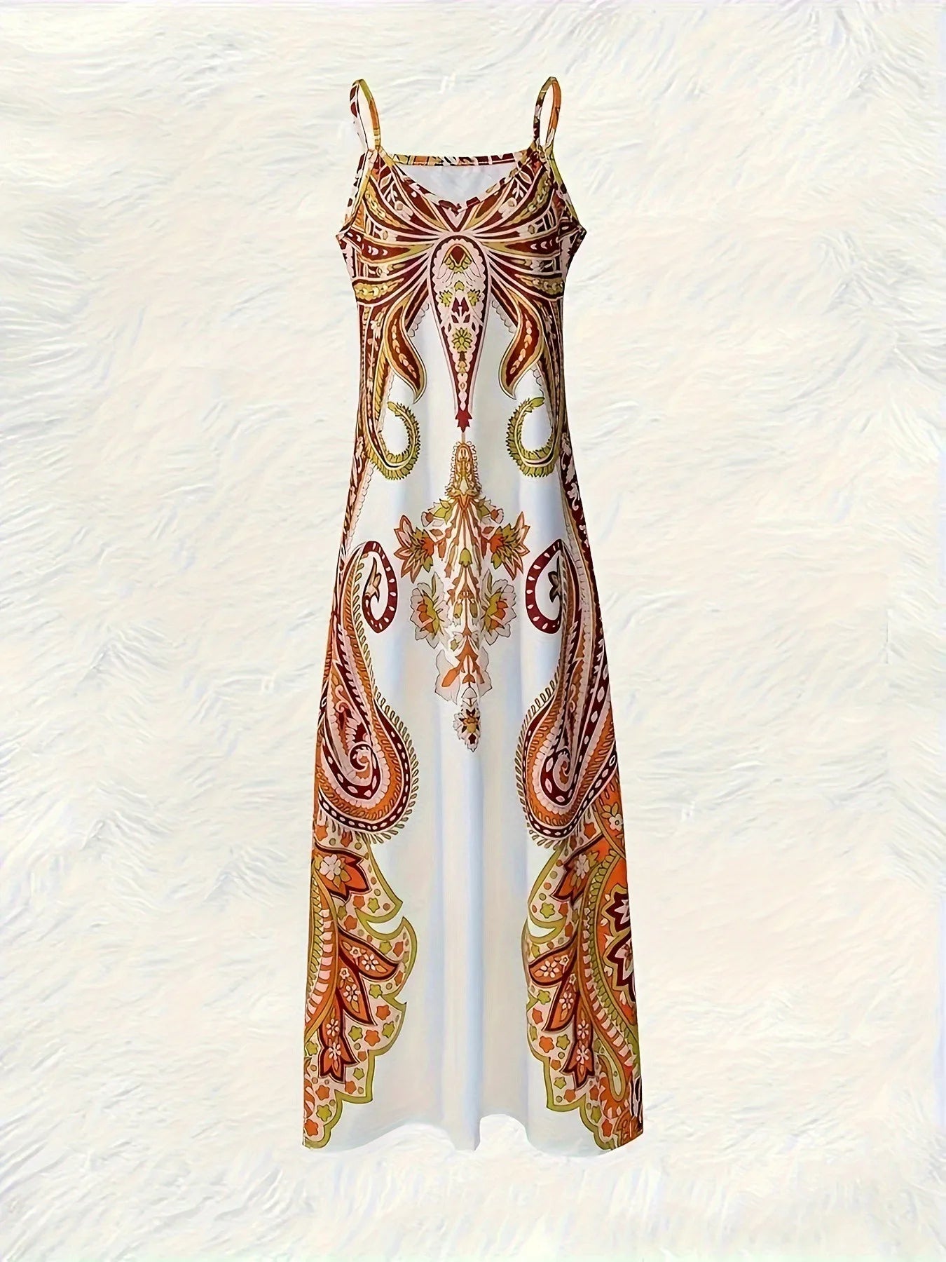 Bohemian Floral Maxi Dress – Elegant V-Neck Vacation Sundress for Women Bazaare Mart Sleeveless Maxi Dress