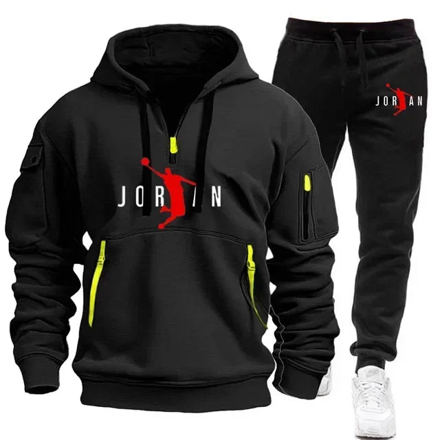 Trendy Men's Hoodie + Joggers Tracksuit Sportswear