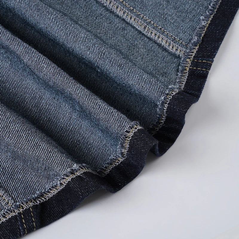 Vintage Midnight Blue Denim Button-Up Shacket