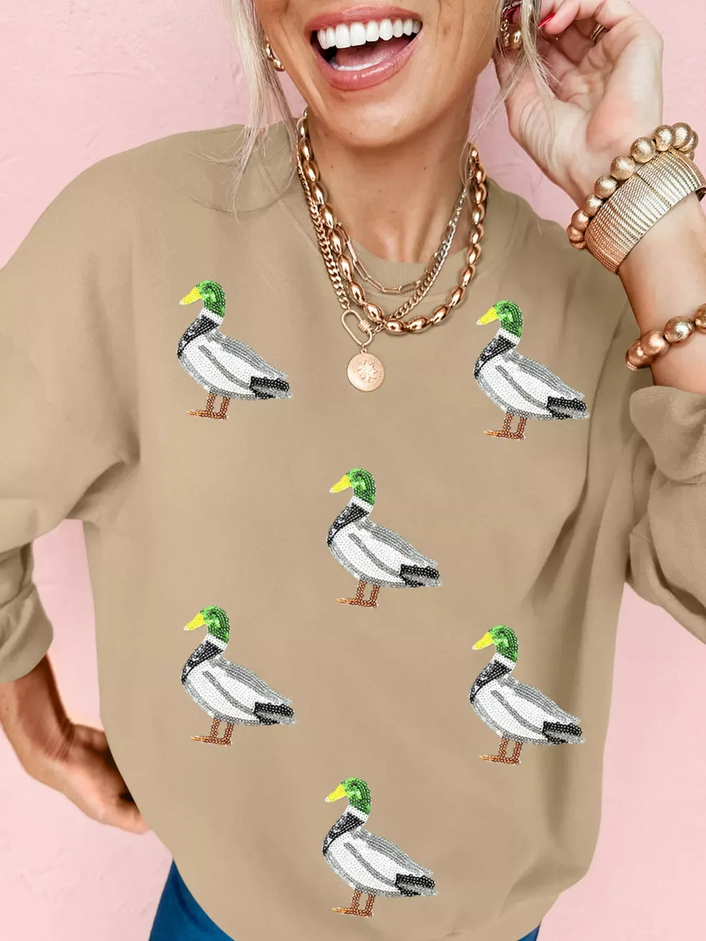 Sequin Duck Long Sleeve Top Bazaare Mart Sequin Duck Long Sleeve Top