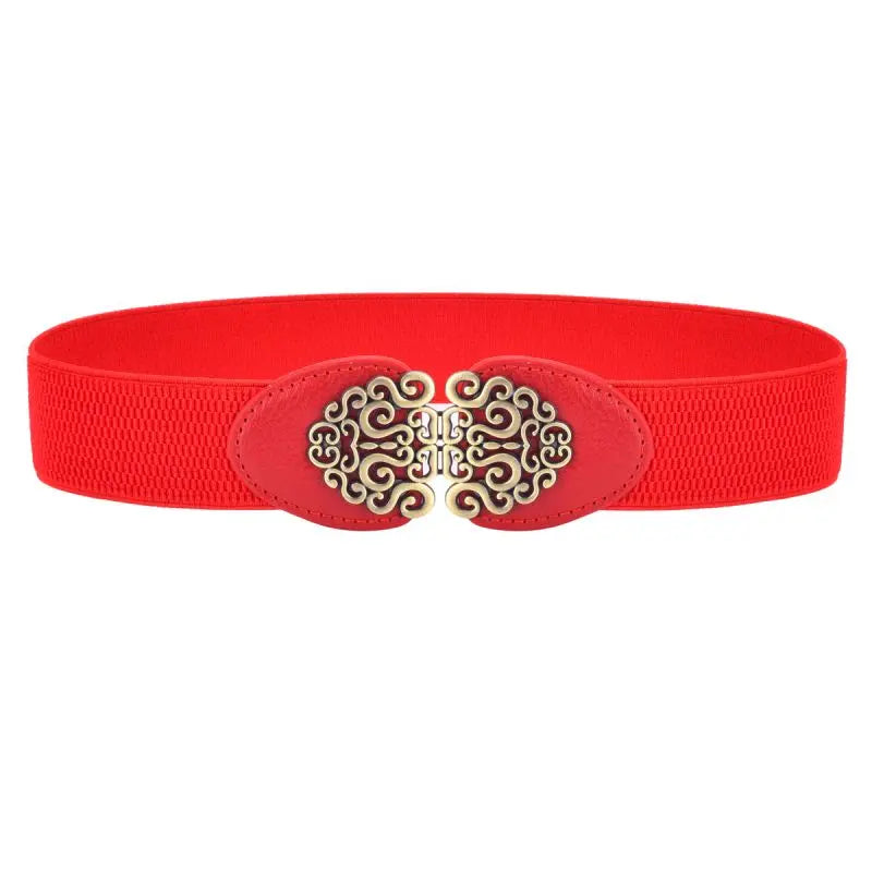 Women's Retro Stretch Belt 4YF-5 red Bazaare Mart Belt