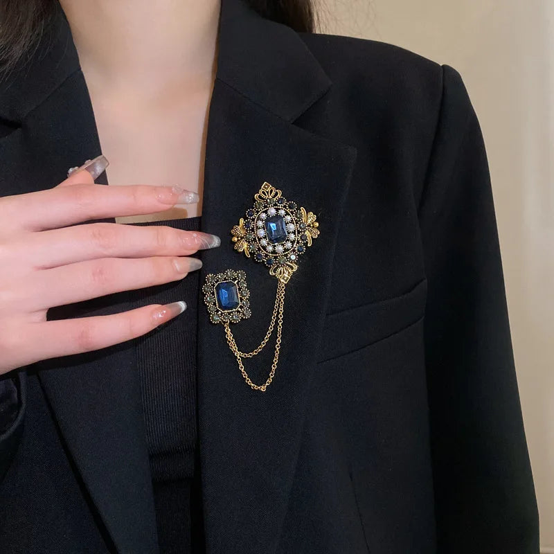 Double Retro Chained Brooch Bazaare Mart Double Retro Chained Brooch