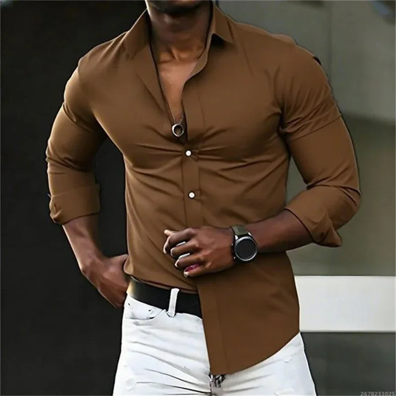 Solid Color Long Sleeve Shirt WSX0952 Bazaare Mart Long Sleeve Button Up Shirt