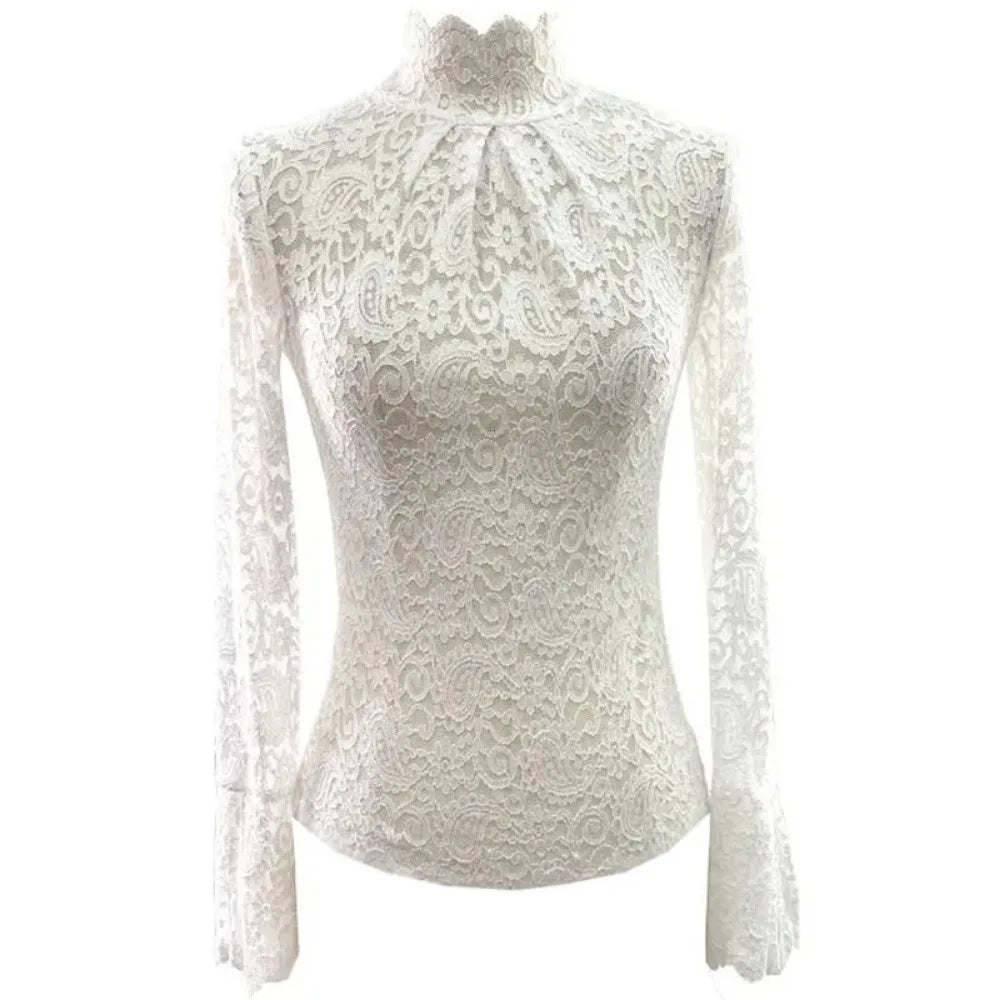 Lace Turtleneck Long Bell Sleeve Bazaare Mart Lace Turtleneck Long Bell Sleeve