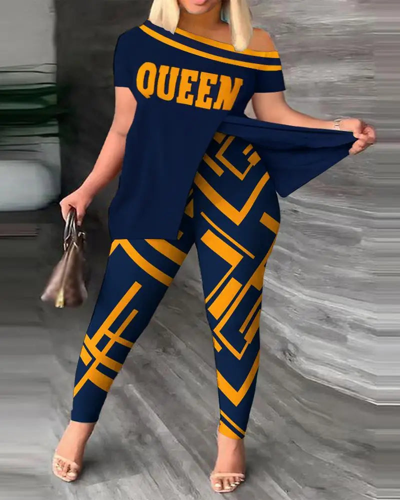 Women's Two-Piece Ruffle Sleeve Top & Pants Set