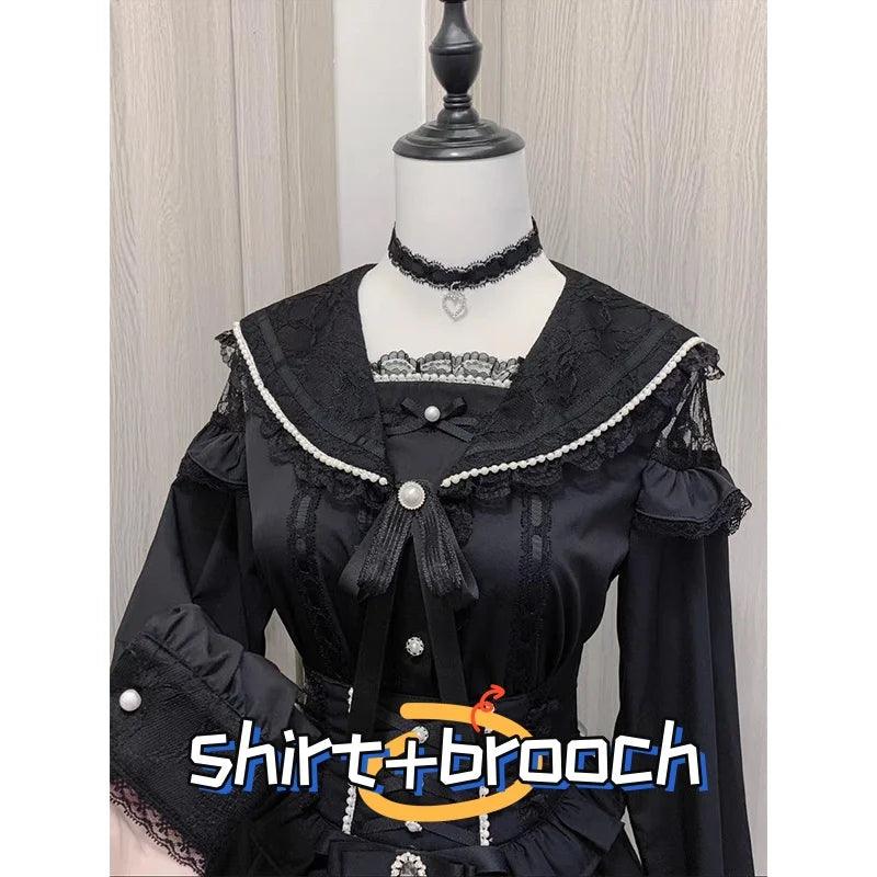 Women's Kawaii Lolita Blouse – Japanese-Inspired Peter Pan Collar Shirt with Lace & Bow Details shirt 32 Bazaare Mart Blouse