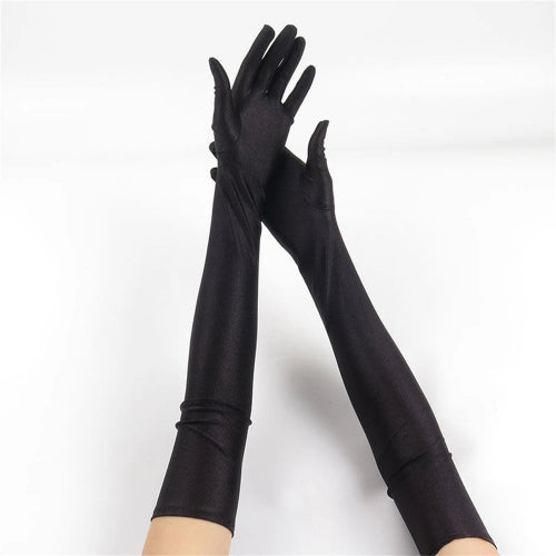 1pcs Women's White Spandex Gloves Stretch 52cm Elbow Long Sun Block Uv Protection Wedding Cosplay Costume Evening Opera Glove Bl black Bazaare Mart