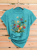 Wildflower Bouquet Women’s Graphic Tee – Colorful Floral Crew Neck Casual T-Shirt TX-WMYZ-1910 Bazaare Mart Lady's T-Shirt