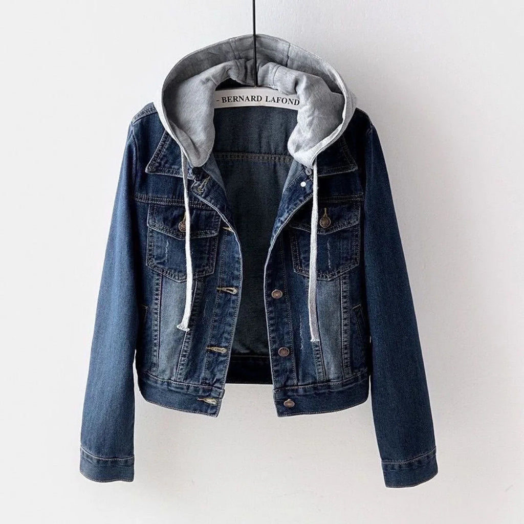 Women's Hooded Denim Jacket – Fleece-Lined Cropped Jean Jacket