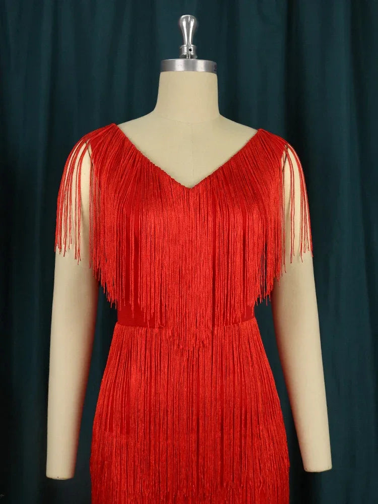 Retro Sleeveless Midi Tassel Dresses Bazaare Mart Midi Tassel Dress