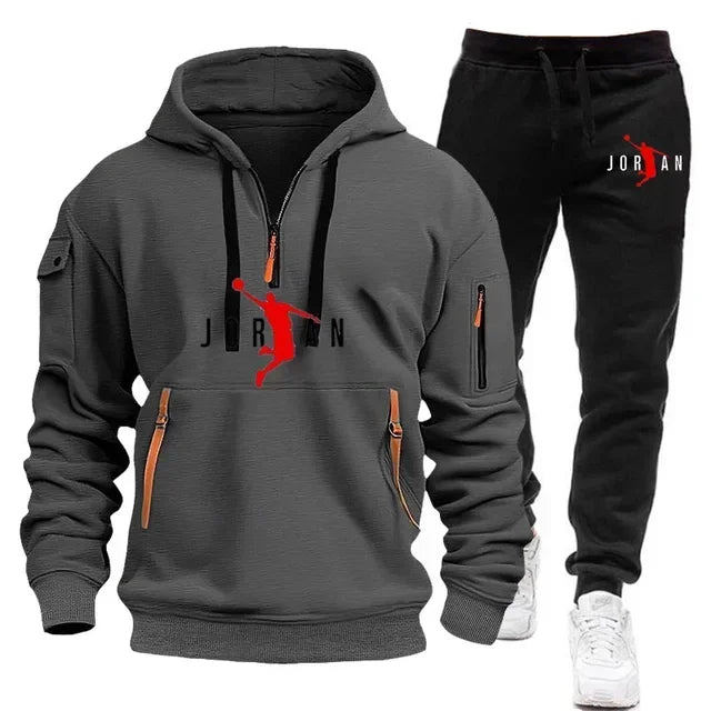 Trendy Men's Hoodie + Joggers Tracksuit Sportswear