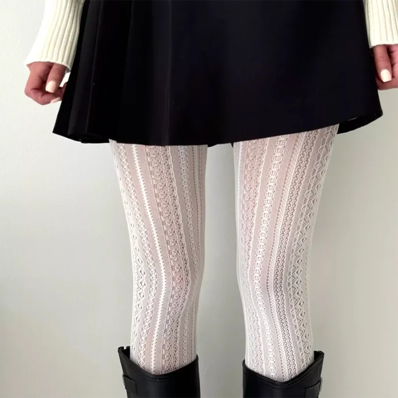 Lolita Vintage Hollow Out Tights Bazaare Mart Knit Tights