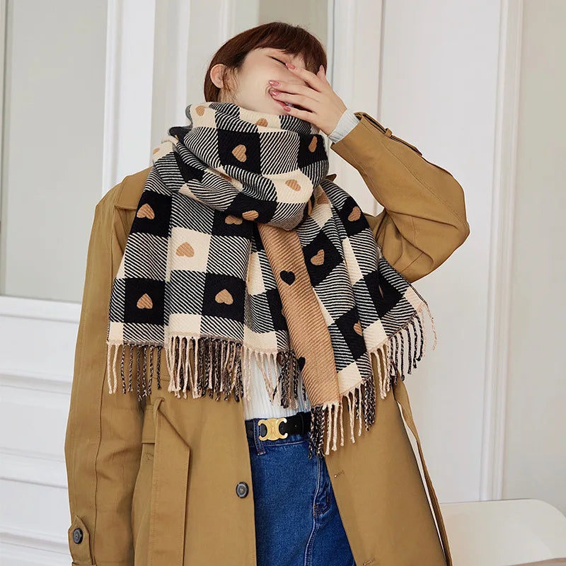 Thick Plaid Tasseled Scarf Bazaare Mart Thick Plaid Tasseled Scarf
