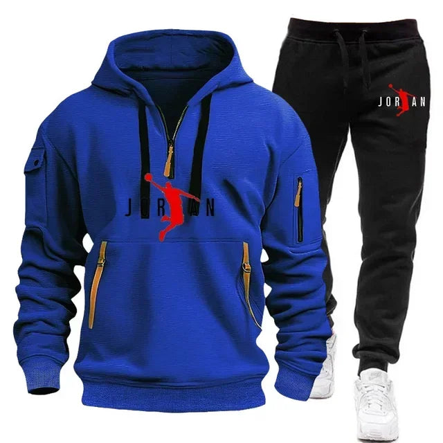 Trendy Men's Hoodie + Joggers Tracksuit Sportswear