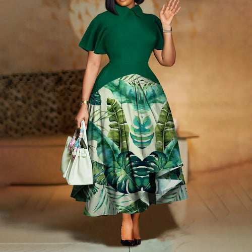 African Style Midi Dress Green Pocket included Bazaare Mart Midi Dresses