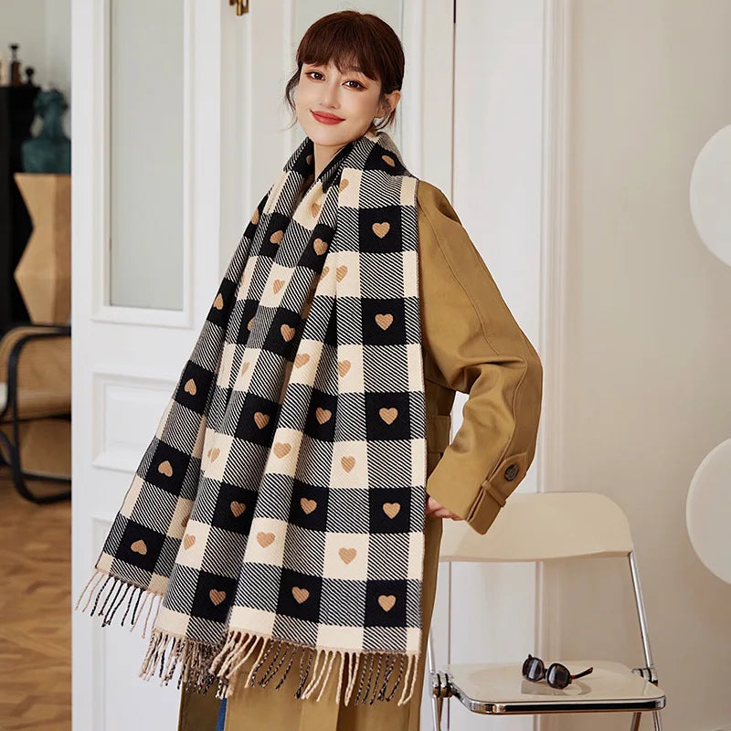 Thick Plaid Tasseled Scarf Bazaare Mart Thick Plaid Tasseled Scarf