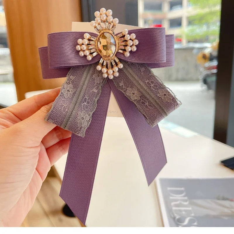 Lace Bow Tie Brooches Purple 1 Bazaare Mart Bow Brooch