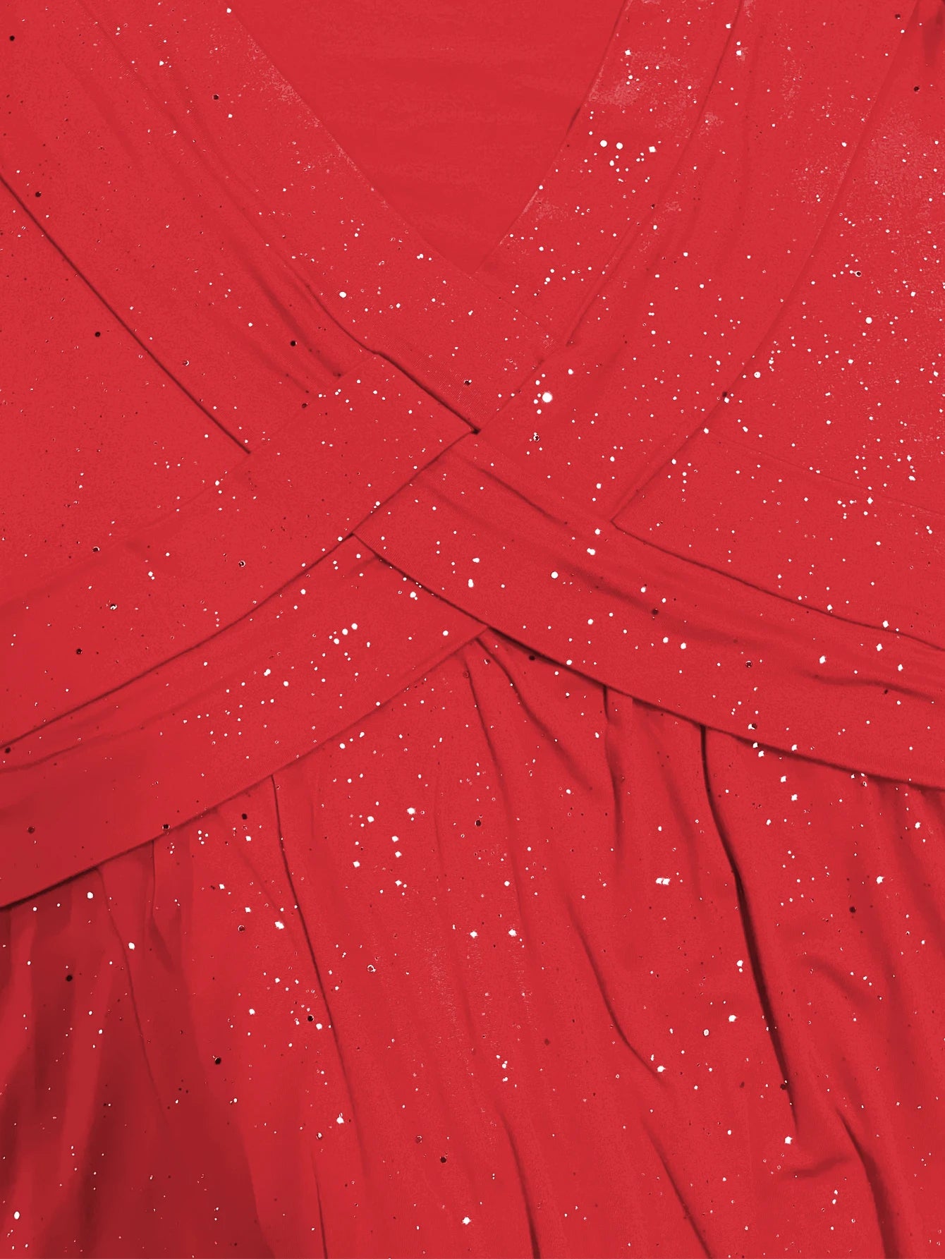 Ladies' elegant plus size powder sprinkled shiny twisted knot with pockets V-neck dress Bazaare Mart