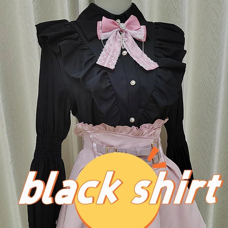 Women's Kawaii Lolita Blouse – Japanese-Inspired Peter Pan Collar Shirt with Lace & Bow Details 13 shirt Bazaare Mart Blouse