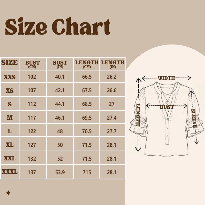 Women's Western Plaid Blouse – Ruffle Sleeve Cowgirl Henley Shirt