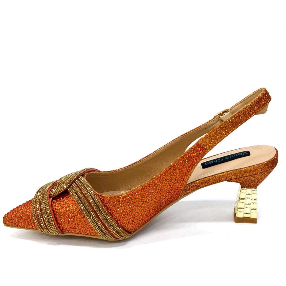 High Quality Colorful Shoes and Bag Set with Shining Crystals
