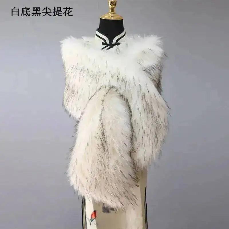 Faux Fur Stole White Black Bazaare Mart Faux Fur Stole