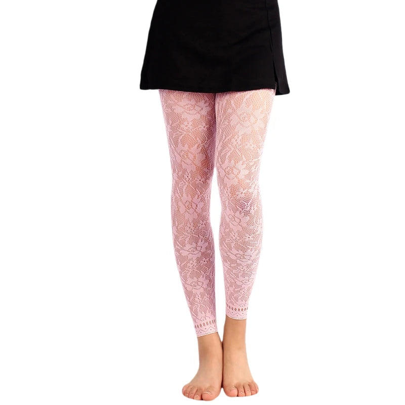 Colored Lace High Waist Footless Tights