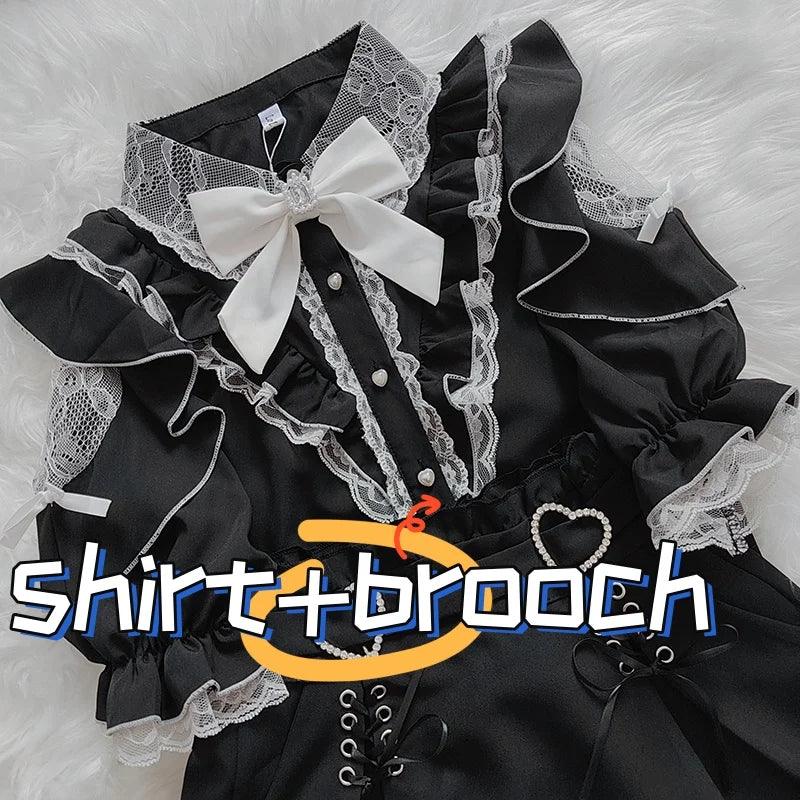 Women's Kawaii Lolita Blouse – Japanese-Inspired Peter Pan Collar Shirt with Lace & Bow Details 3 shirt Bazaare Mart Blouse