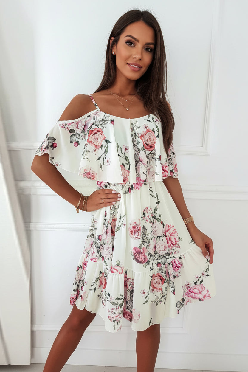 Women's Summer V-Neck Sleeveless Sling Camisole Commuting Printed Chiffon Bohemian Floral Dress For Women C Bazaare Mart